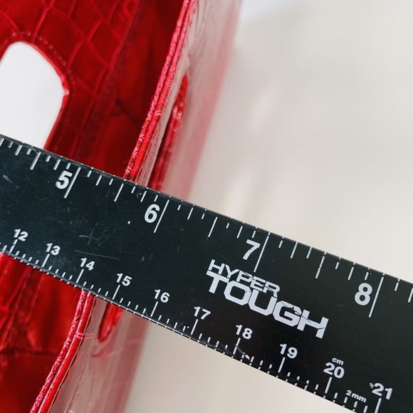 Holiday Red Croc Envelope Clutch Purse Faux Leather Snake Skin Slim New Years - Picture 7 of 10